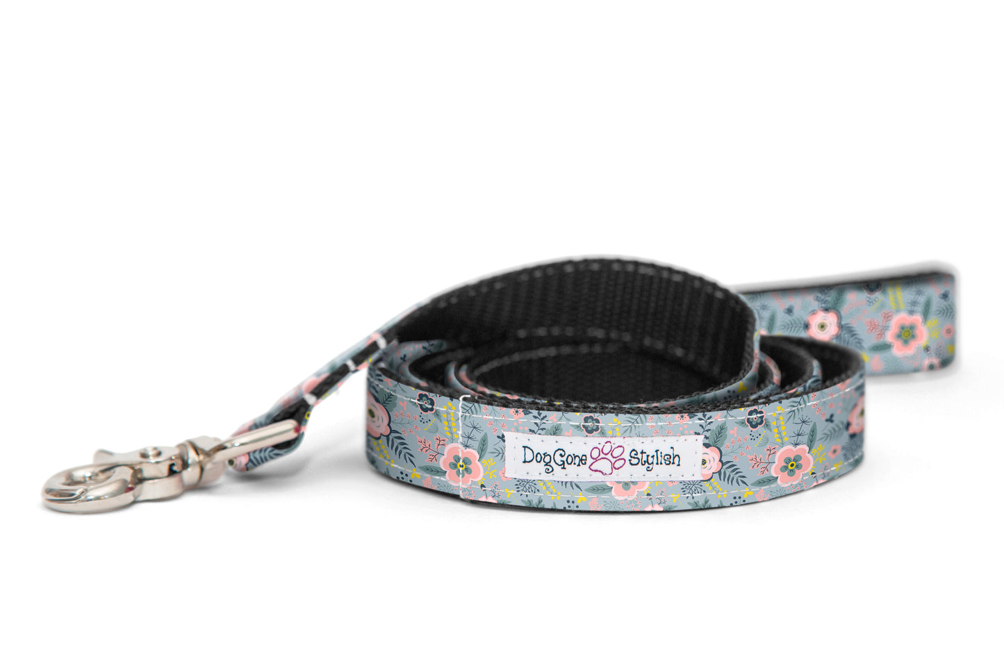 Grey and Pink Floral Dog Leash