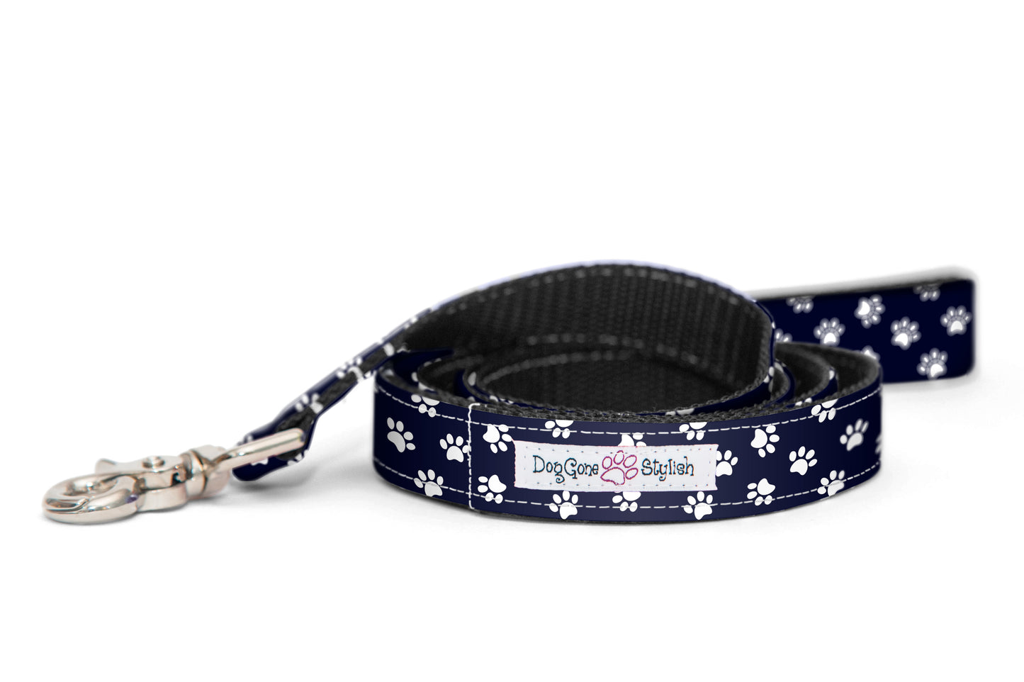 Black and White Paw Prints Dog Collar