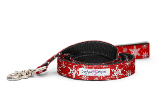 Holiday Red Snowflake Dog Leash