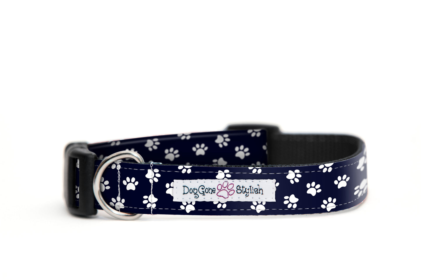 Black and White Paw Prints Dog Collar